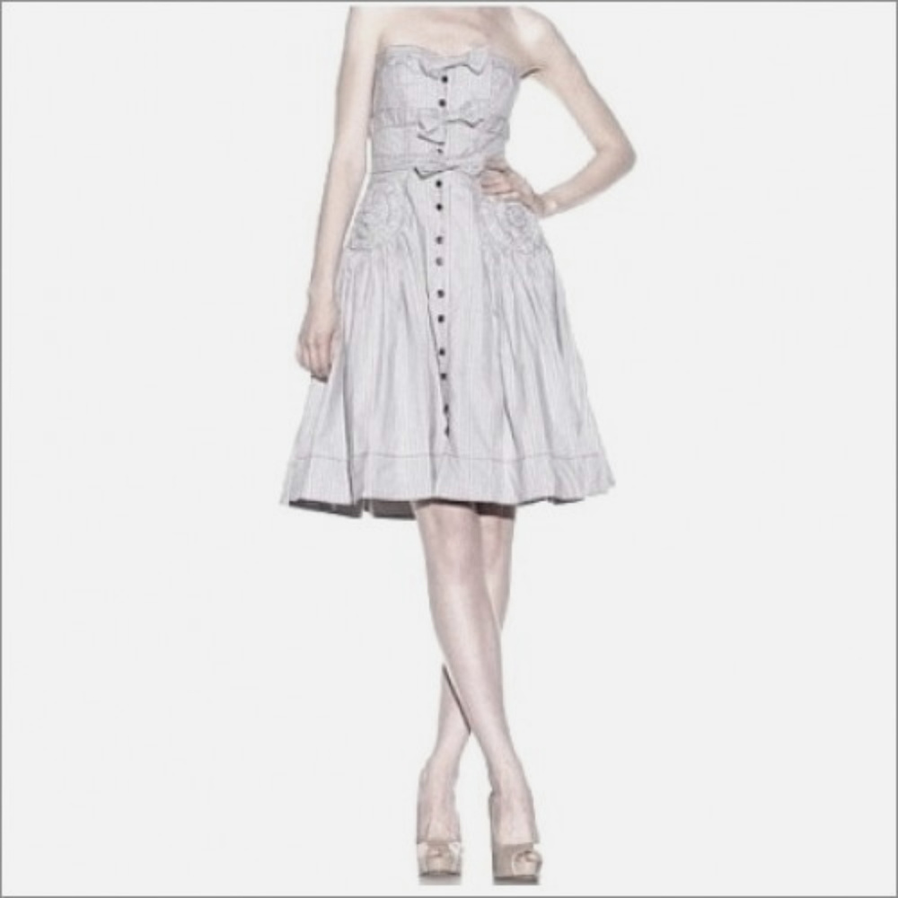 Byron Lars Strapless Dress in Cream and Gray - Picture 3 of 7